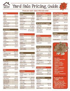 Printable Yard Sale Pricing Guide Yard Sale Pricing Yard Sale Pricing Guide Garage Sale Pricing [ 304 x 236 Pixel ]