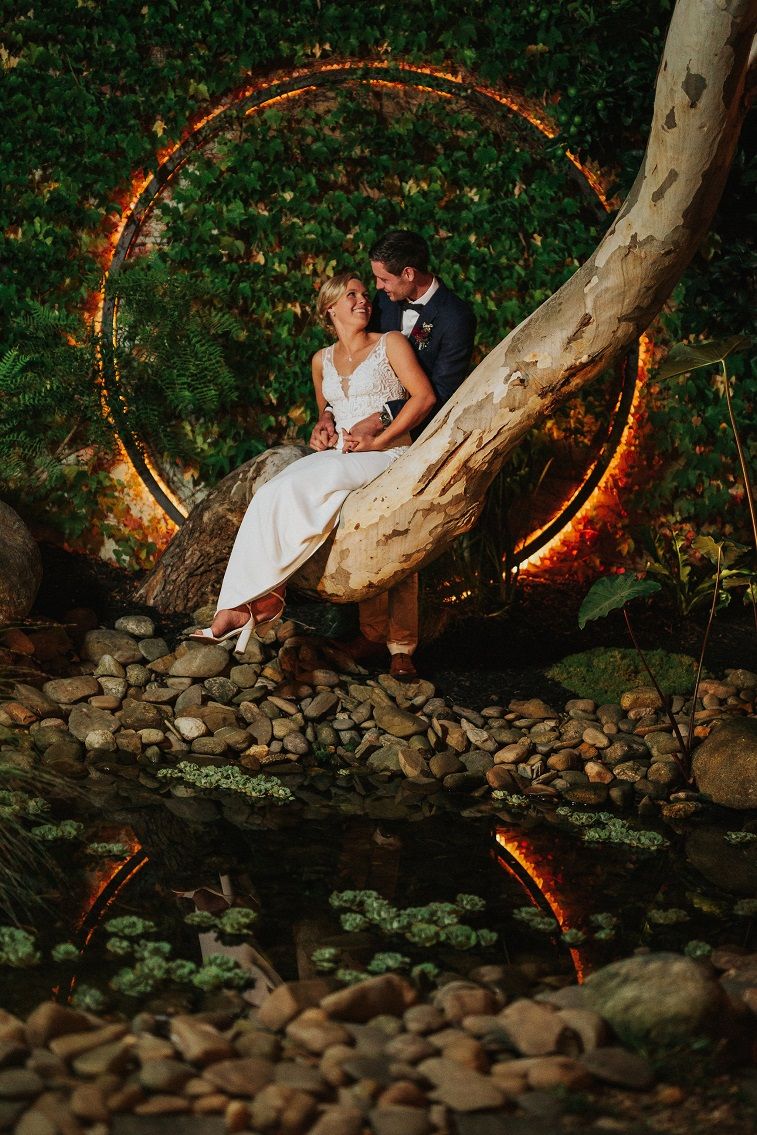 Rustic Mountain Wedding with lush and gentle green tones and deep red