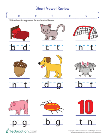 Short Vowel Worksheets Pdf