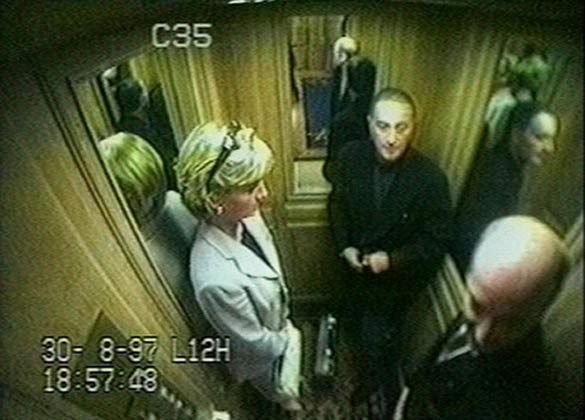 This image made from CCTV footage shows Diana with Dodi Fayed (centre ...