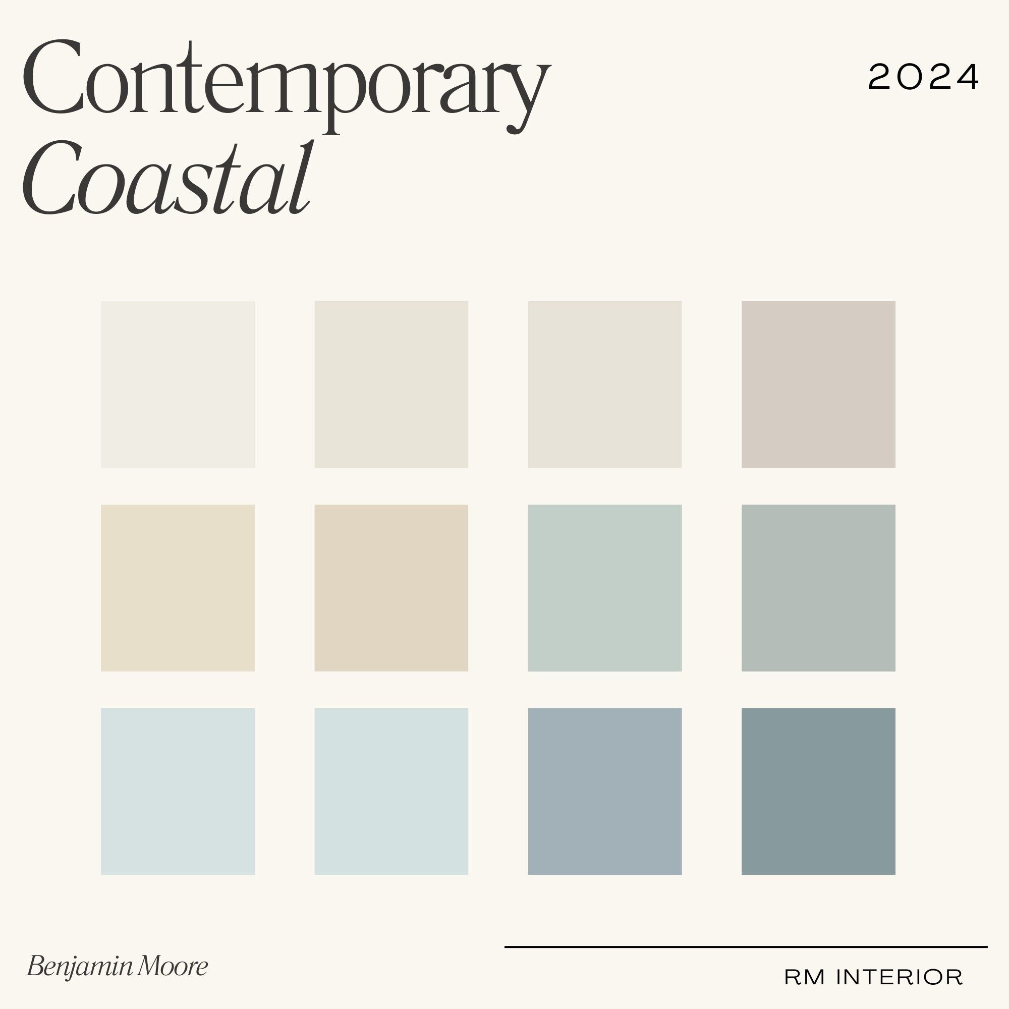 2024 Contemporary Coastal Paint Colour Palette Benjamin Moore, Interior ...