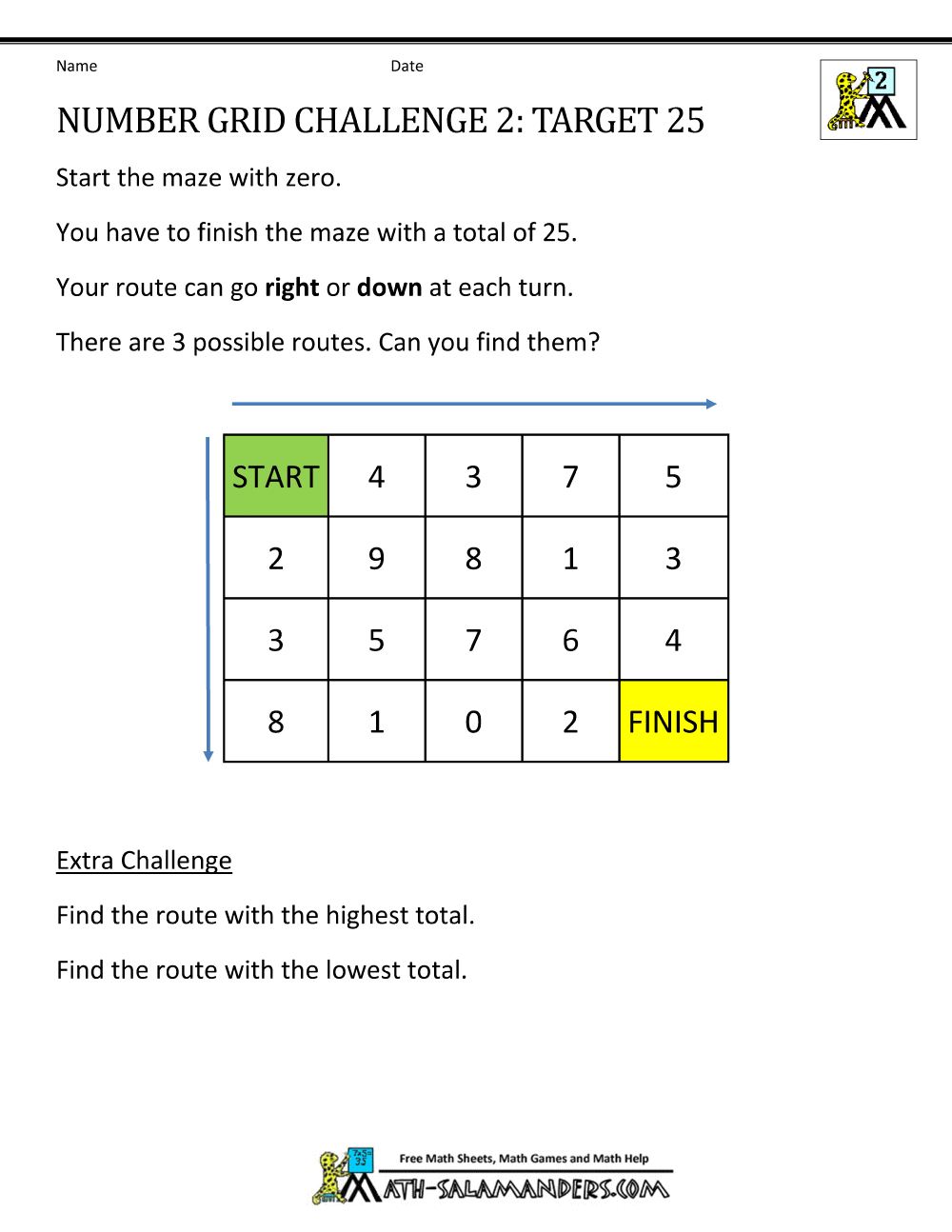 the number grid challenge is shown in this worksheet for students to learn how to solve