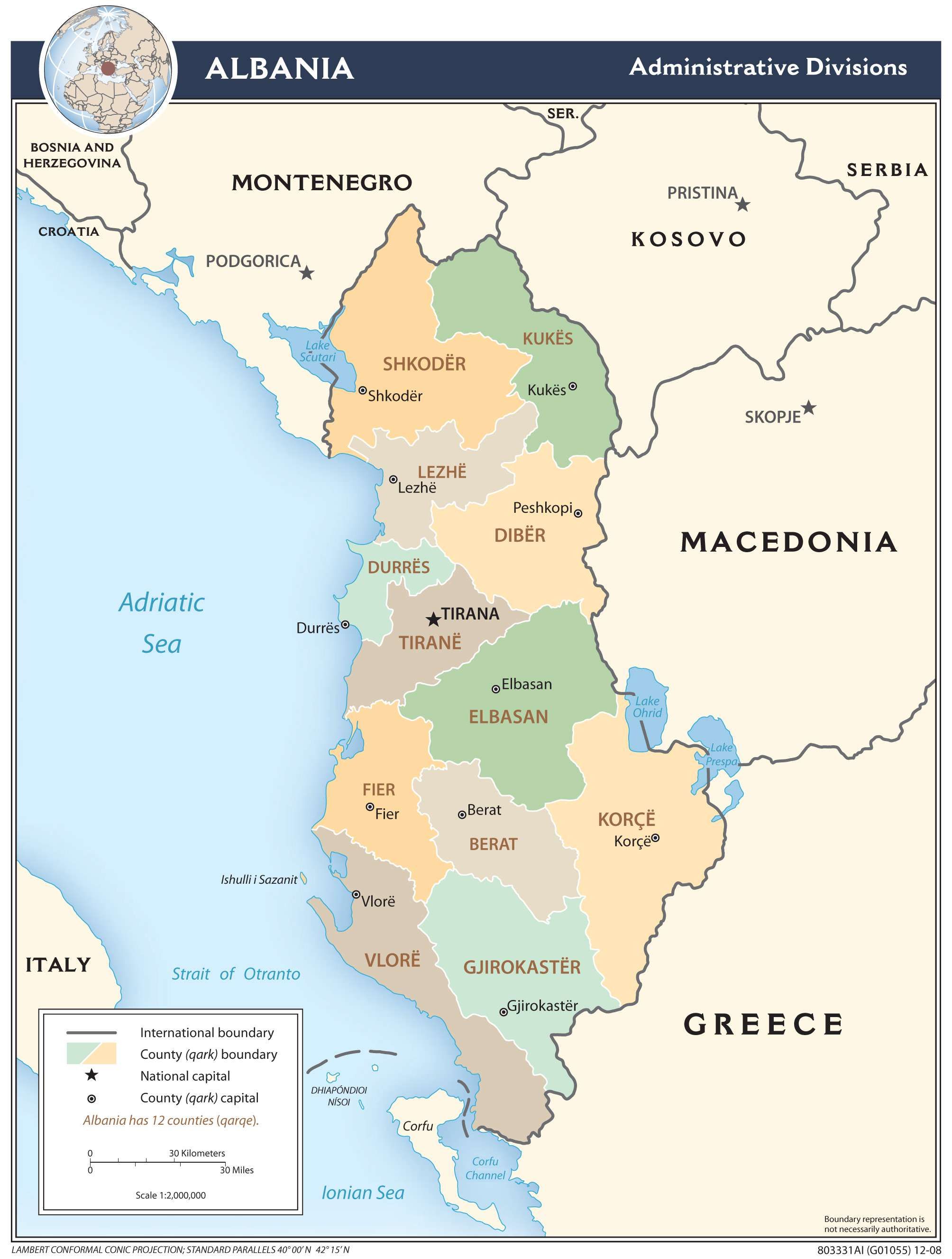 Albania administrative map – Artofit