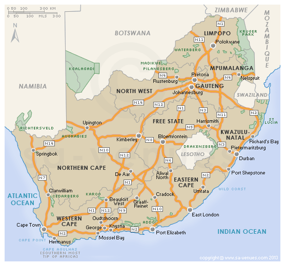 South Africa National Roads | National road, South africa, South africa map