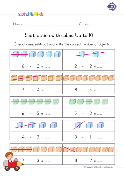 Simple subtraction with cubes: Up to 10 will enable your first graders ...