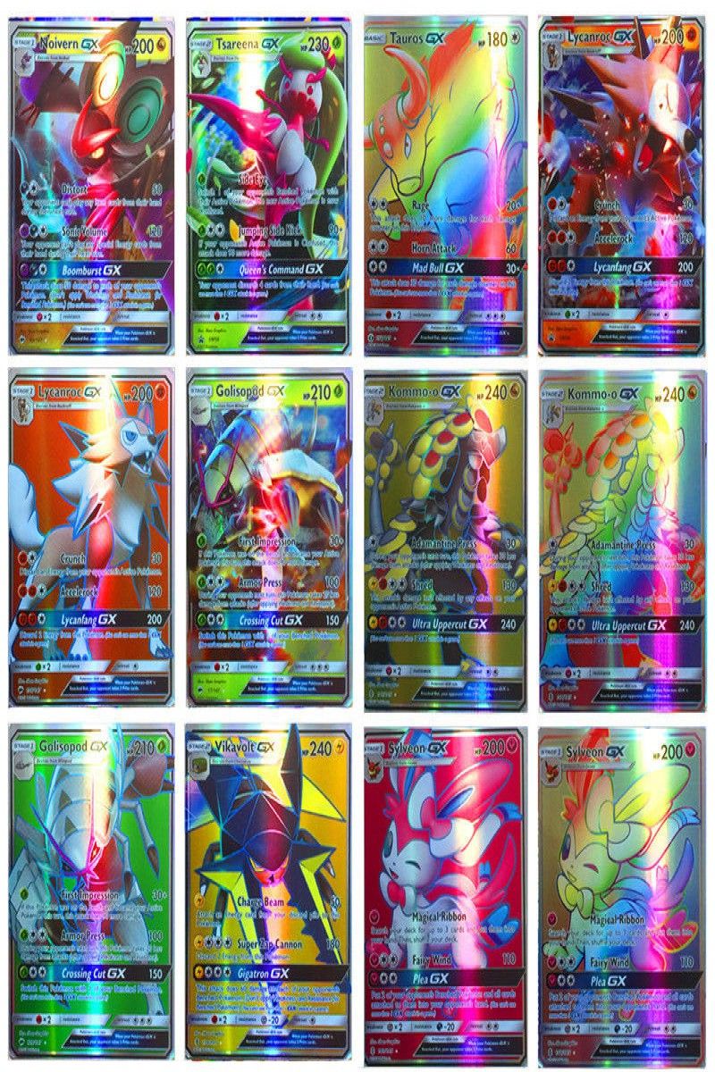 Pokemon Game Cards 115 GX 5 MEGA Holo Trading Flash Card Bundle Mixed ...