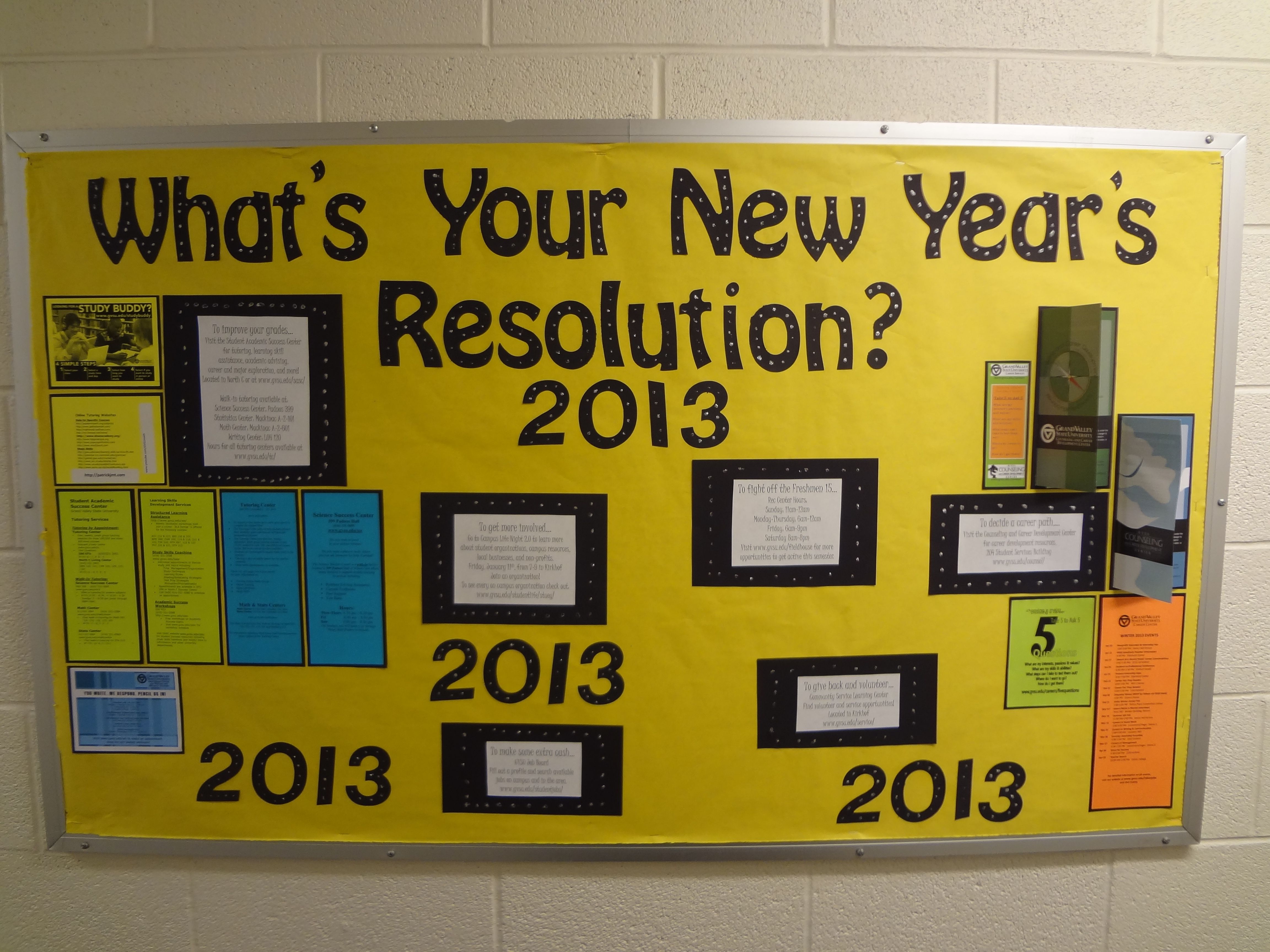 Campus Resources Bulletin Board Door Decs, Year Resolutions, Bulletin ...