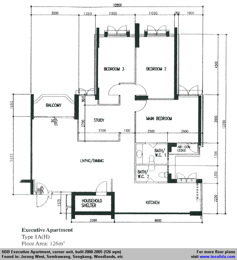 HDB Executive Apartment floor plan (125sqm) Floor plans