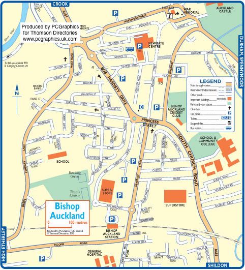 Map of Bishop Auckland created in 2011 for Thomson Directories. One of ...