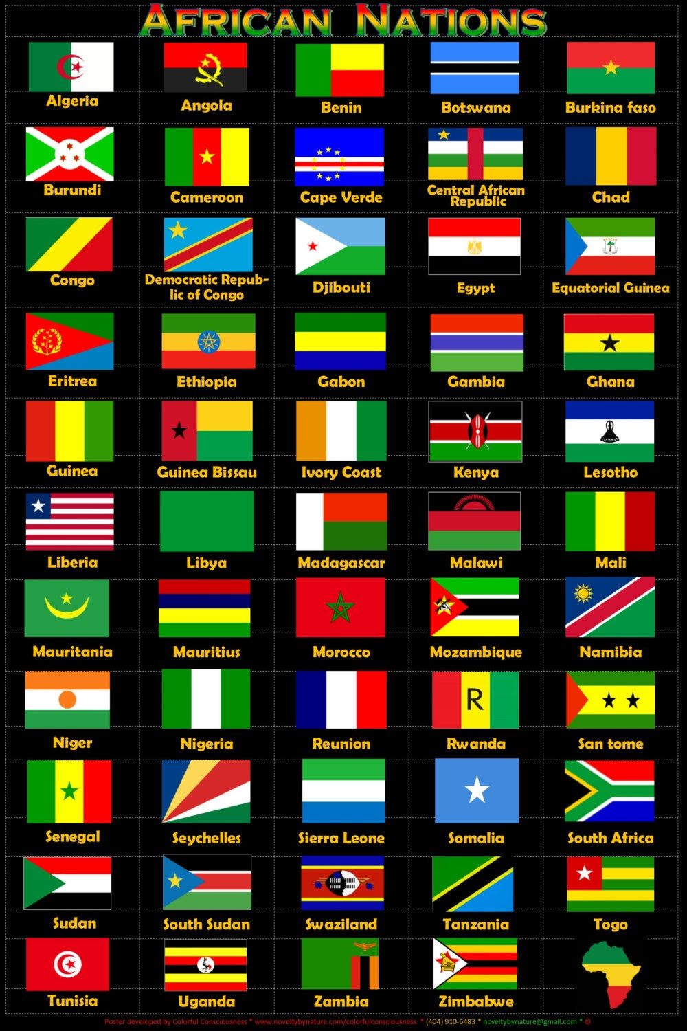 the african nations flags are shown in different colors and sizes ...