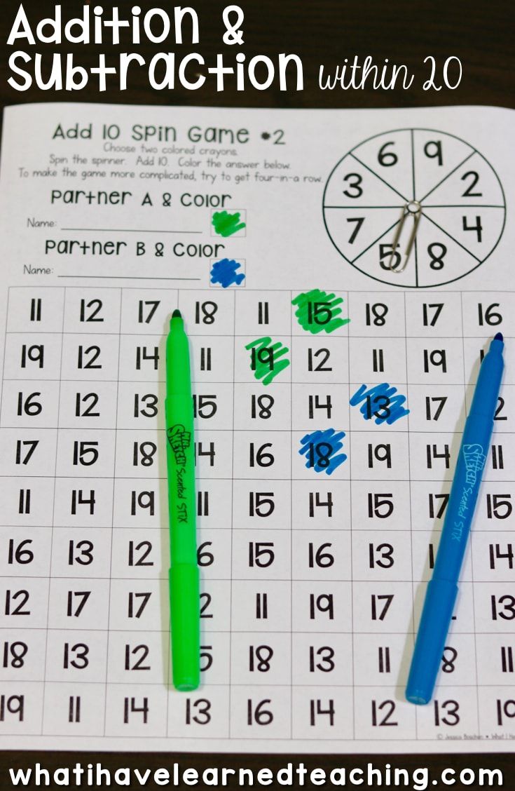 Addition and Subtraction Activity: Fun Partner Game to Add 10