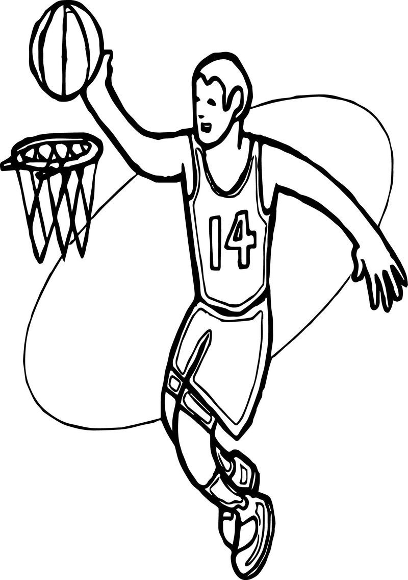 Basket And Man Playing Basketball Coloring Page | Sports coloring pages ...