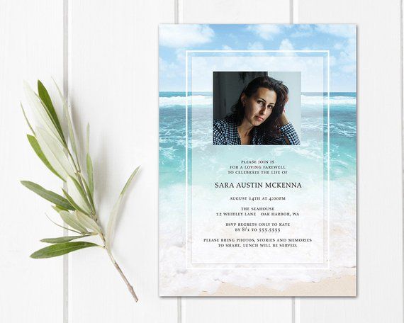 Beach celebration of life invitation template memorial etsy – Artofit