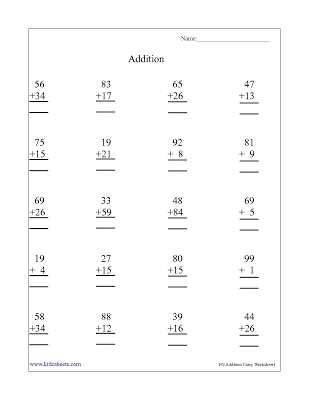 Kidz Worksheets: First Grade Addition With Carry Worksheet1 | First ...