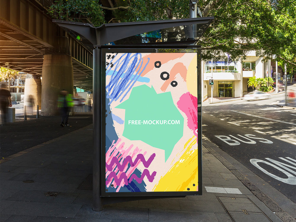 Outdoor Bus Stop Advertisement Vertical Billboard Poster Mockup | Free ...