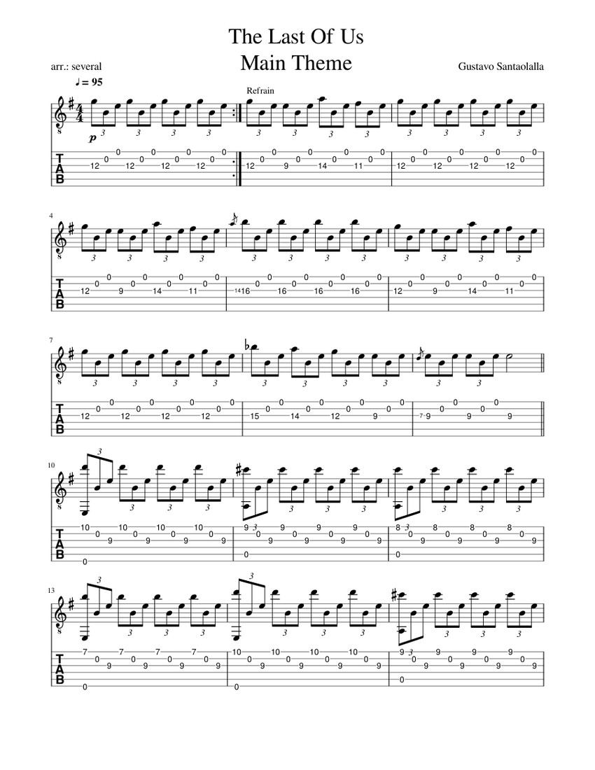 Download And Print In Pdf Or Midi Free Sheet Music For The Last Of Us Theme By Misc Computer Gam Guitar Sheet Music Classical Guitar Sheet Music The Last Of Us