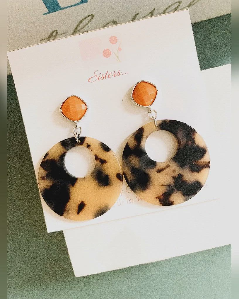 2020 New Statement Earrings / Orange Stud Earrings /Tropical Jewelry / unique gift for Friends /Tortoise earrings / Birthday Gifts for Her