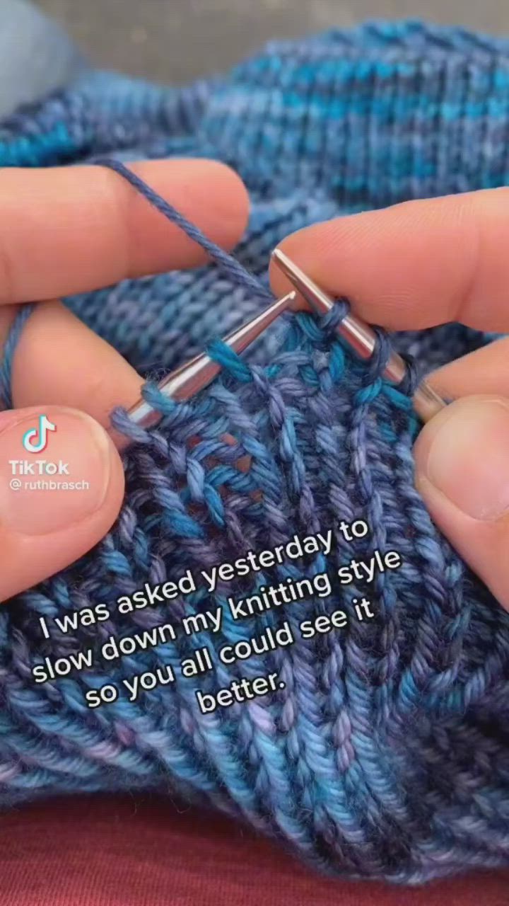 This may contain: someone is knitting something with their fingers and the words i was asked yesterday to slow down my knitting style so you'll could see