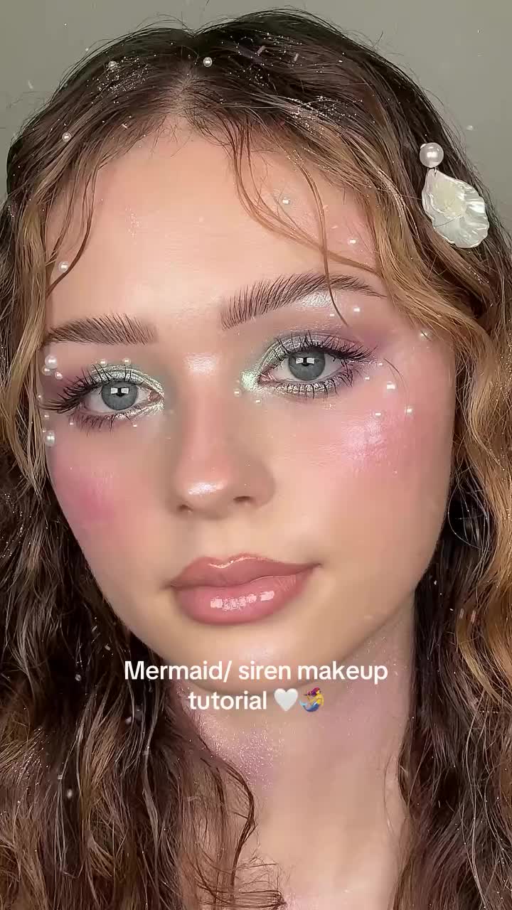 mermaid makeup tutorial 🪷🫧🔱 #sirenmakeup #mermaidmakeup #makeuplover #beach