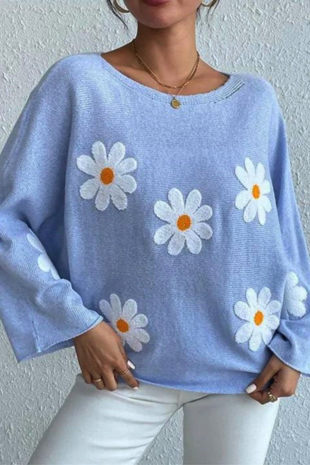 "Stay chic and comfortable in our Women's Fashion Casual Flower Print Loose Sleeve Knitwear Top. With its vibrant floral print and relaxed fit, this knitwear top effortlessly combines style and comfort. Perfect for adding a touch of flair to your casual ensemble."