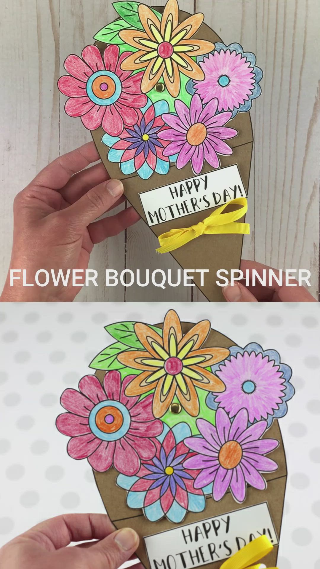 This may contain: someone is making a flower bouquet spinner card