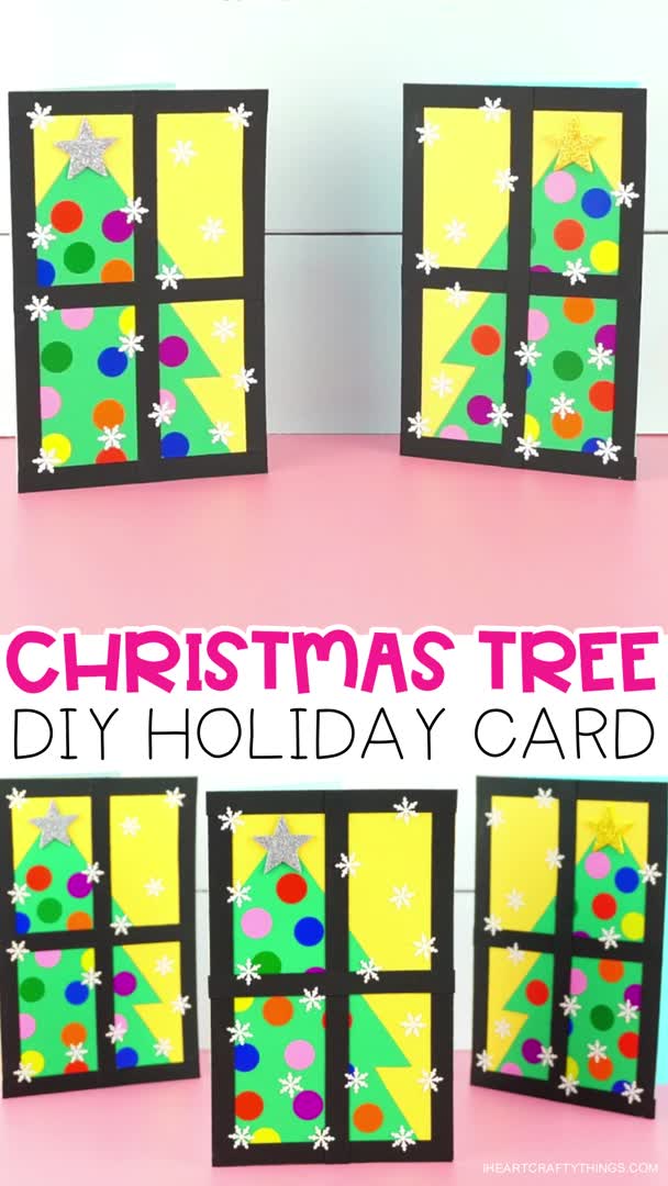 This may contain: christmas tree diy holiday card made out of construction paper