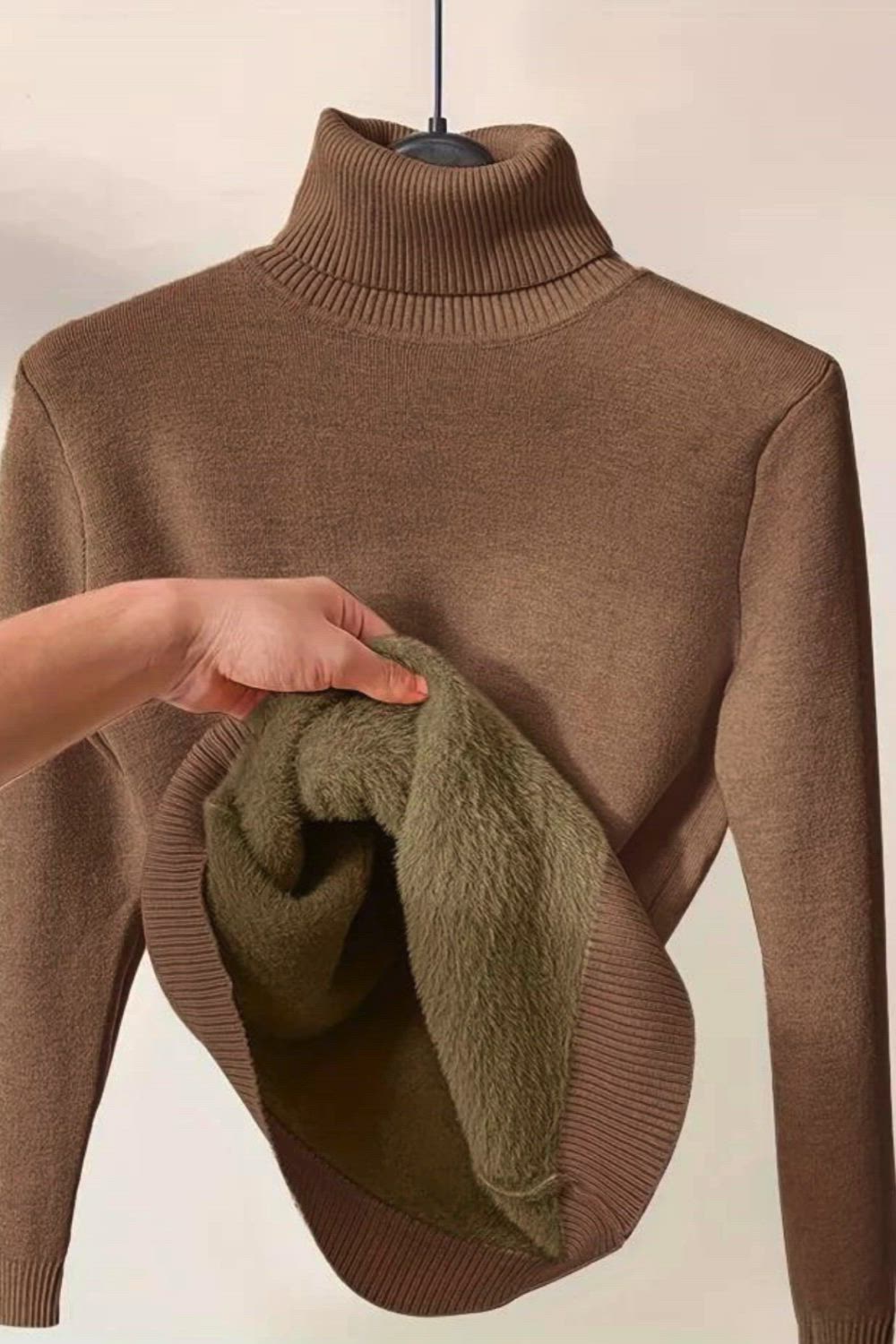 Solid Turtle Neck Pullover Sweater, Casual Long Sleeve Thermal Sweater