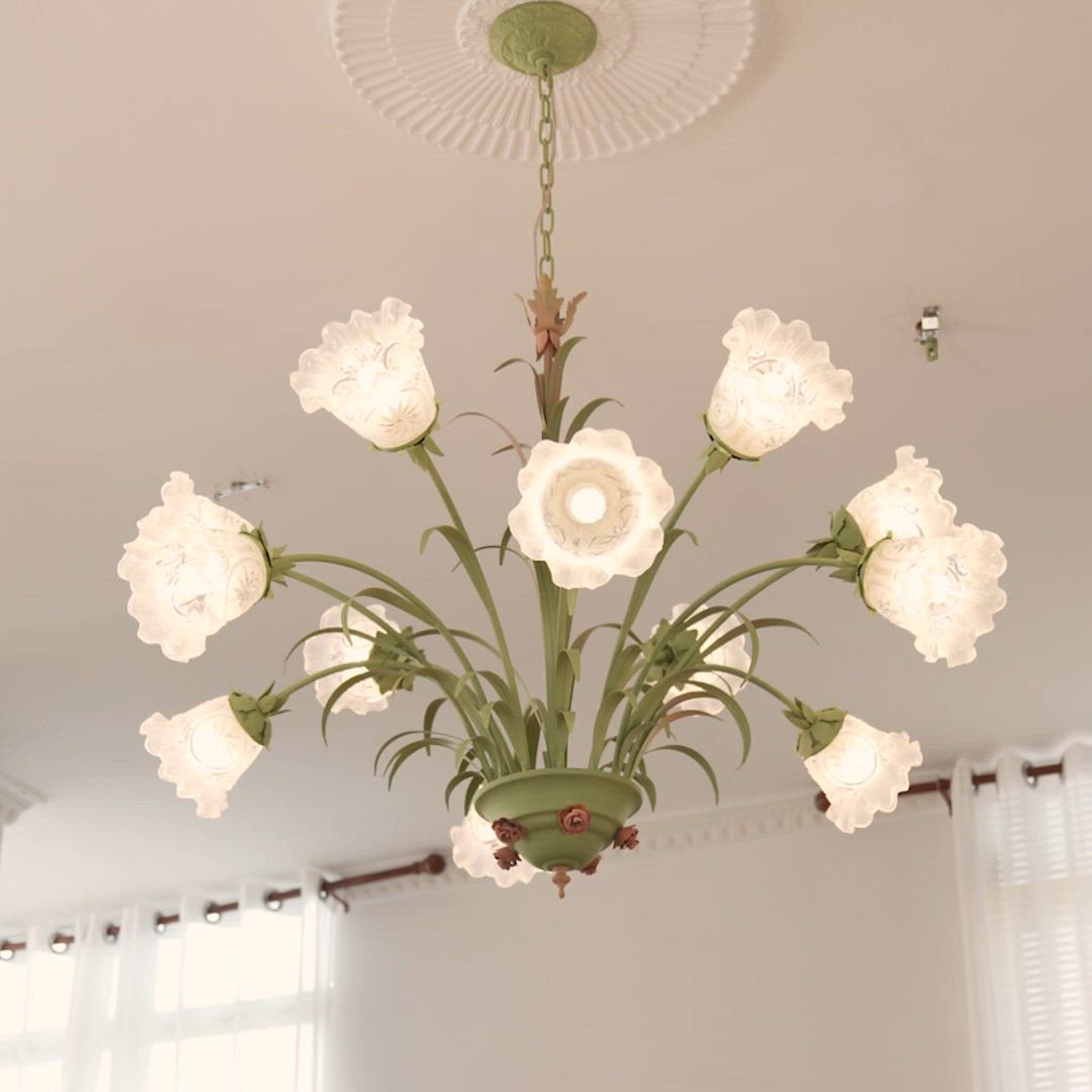 This contains: 3/6/8-Light Frosted Glass Flowers 3 Step Dimming French Chandelier Pendant Lights - Dazuma