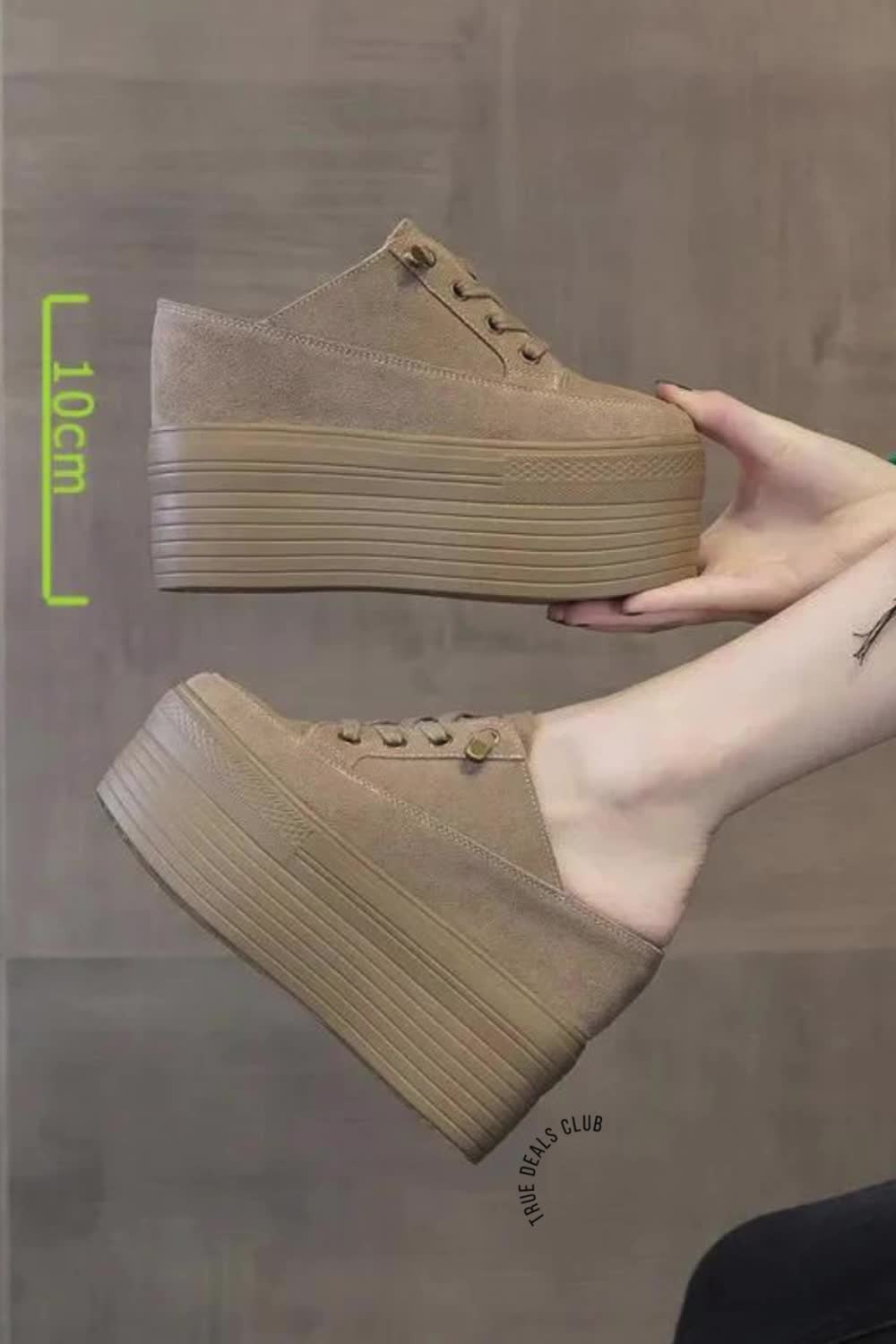 This contains: PLATFORM SUEDE SLIP-ON SNEAKERS FOR WOMEN