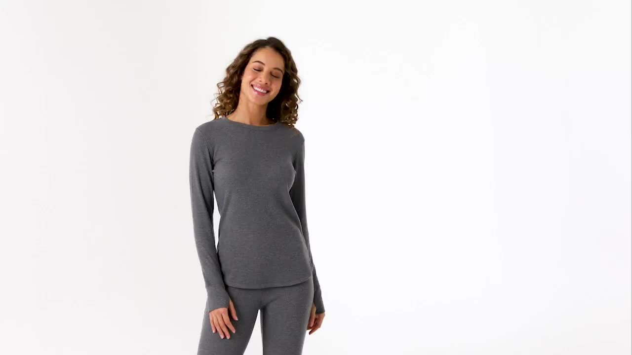 You'll love the cozy style of this Women's Cuddl Duds® Cozy Stretch Thermal Long Sleeve Crew Top.Click on this WOMEN'S GUIDE to find the perfect fit and more! You'll love the cozy style of this Women's Cuddl Duds® Cozy Stretch Thermal Long Sleeve Crew Top.Click on this WOMEN'S GUIDE to find the perfect fit and more! FEATURES Crewneck Long sleeves Thumbholes for easy layering No closure - pullover styling Unlined Not at all sheer Cozy waffle constructionFIT & SIZING Body hugging Can be worn layered or aloneFABRIC & CARE 63% recycled polyester, 34% rayon, 3% spandex Machine wash Imported NARESPONSIBLE Contains recycled polyester Size: X Small. Color: Ivory. Gender: female. Age Group: adult.