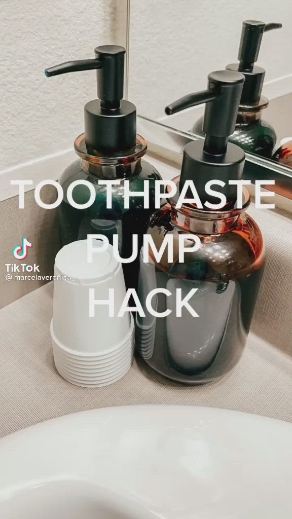 This may contain: toothpaste pump hack is the best way to keep your teeth clean and fresh