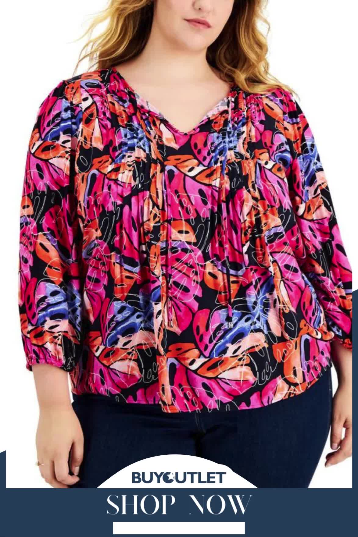 This contains: here a Plus Size Printed Top