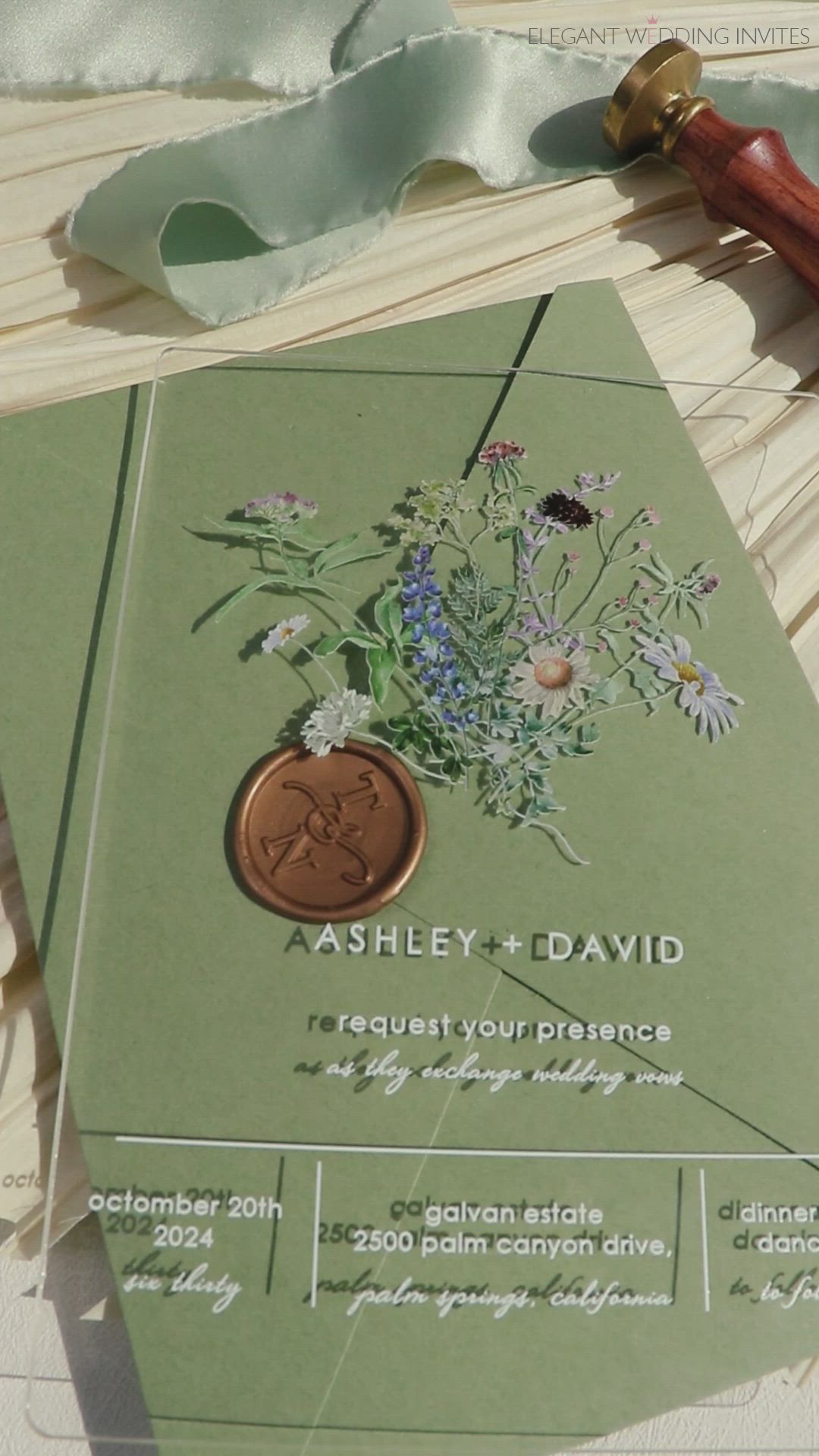 This contains: Announce the Start of Your New Life Together with Our Unique Acrylic Wildflower Wedding Invitations