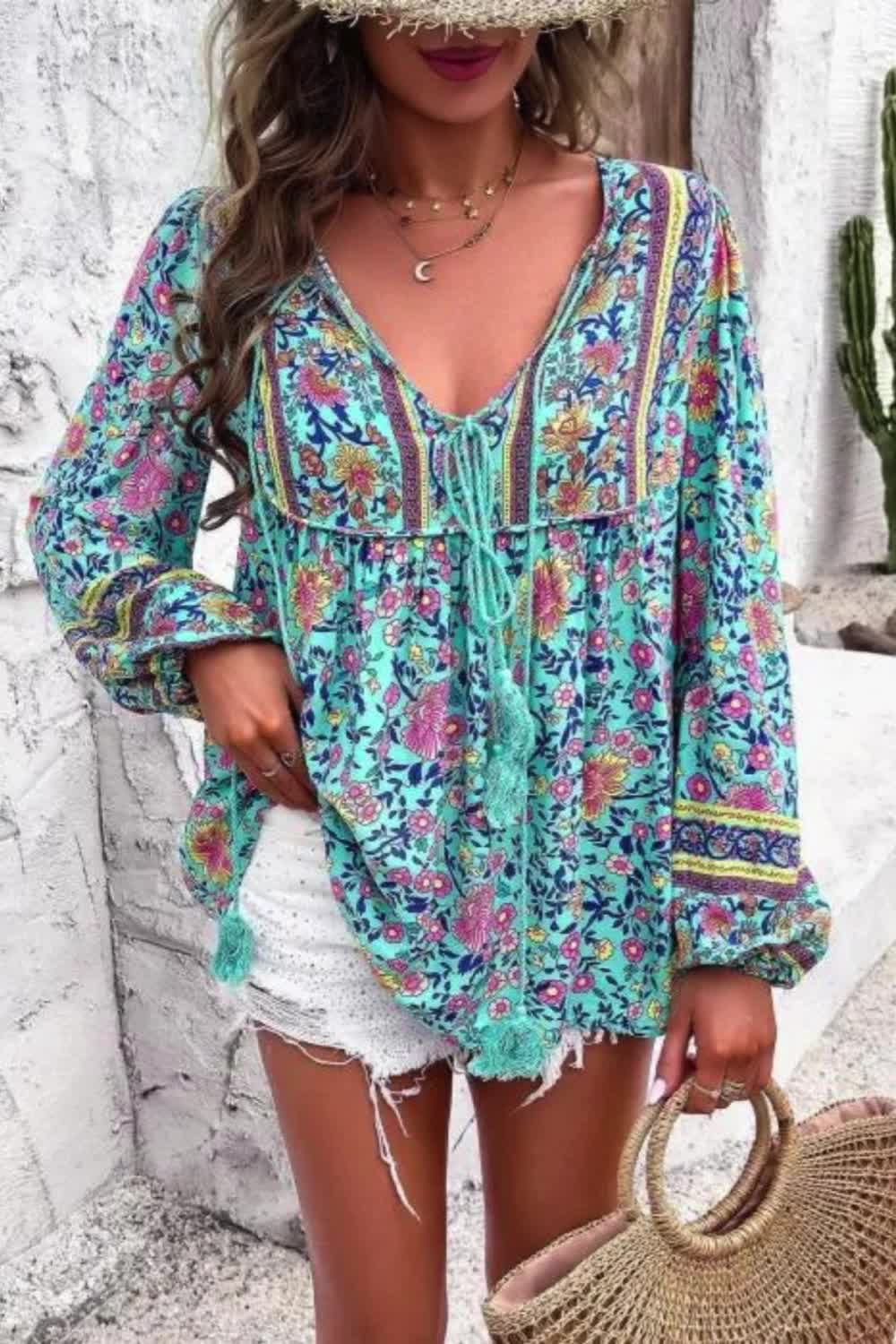 "Elevate your street style with our Bohemian Loose Vintage Tops. Perfect for beach vacations or strolling through the city, these tops blend vintage charm with contemporary flair. Embrace the bohemian spirit with relaxed silhouettes and intricate detailing, ideal for expressing your unique fashion sense."