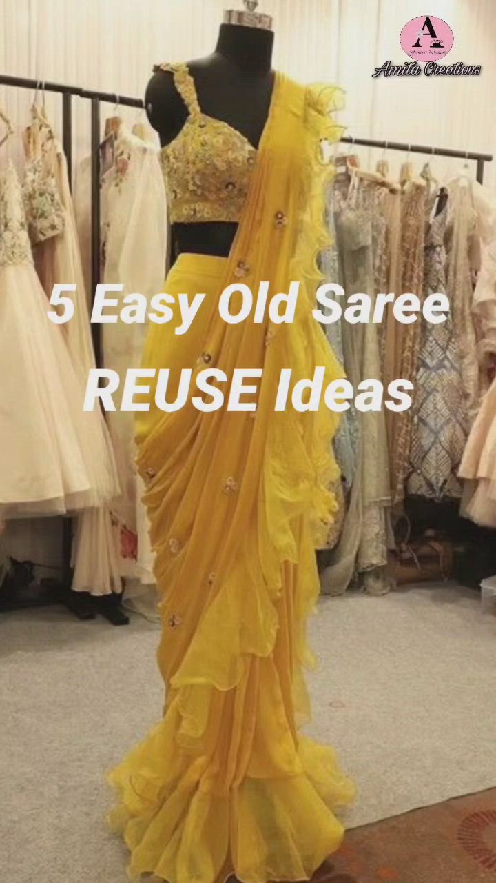 Convert Your Old Sarees Into Trendy Ruffle Saree | Easy Old Saree Reuse Ideas - Full Video On My Youtube Channel 👇 Amita Creations