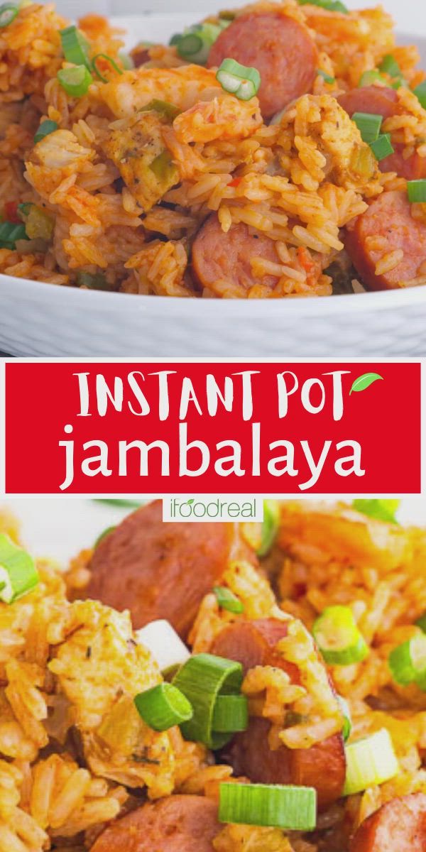 This may contain: instant pot jambajaa recipe with sausage and rice