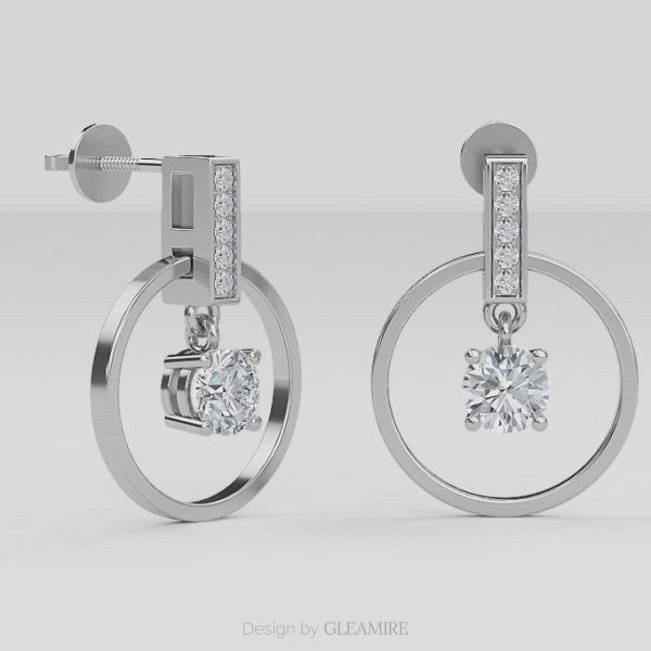 This contains an image of: GLEAMIRE Diamond Gold Designer Earrings