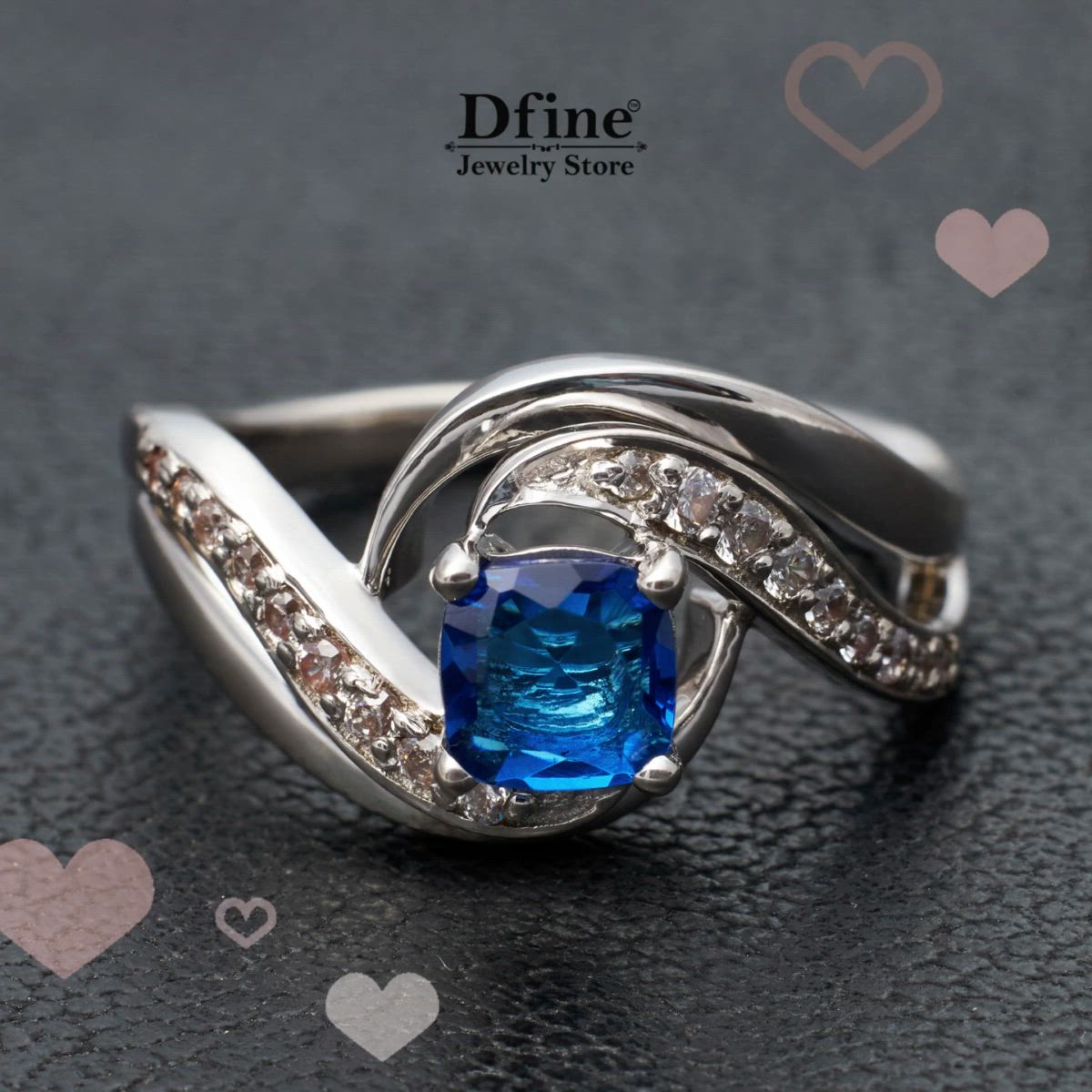 This contains: sapphire engagement ring for her, gemstone wedding ring, blue sapphire promise ring, 925 sterling silver ring, solitaire engagement ring