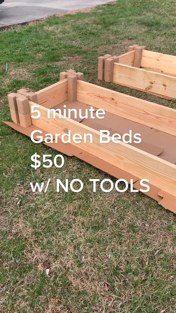 This contains: My soon-to-be herb garden, no tools, 5 minutes, pretty affordable! Raised bed tutorial, d-i-y raised garden bed, herb garden health and wellness, Homesteader homesteading, Sustainable, self sufficient, cheap garden project, easy d-i-y garden beds.