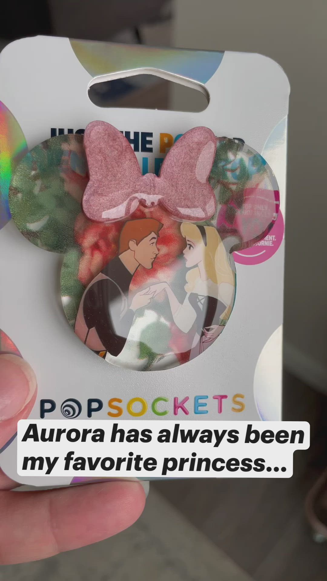 This may contain: someone is holding up a card with some stickers on it that says, aurora has always been my favorite princess