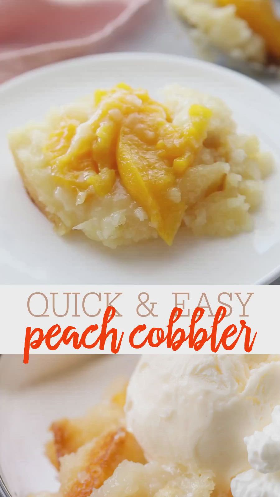 This contains: Peach Cobbler video pin