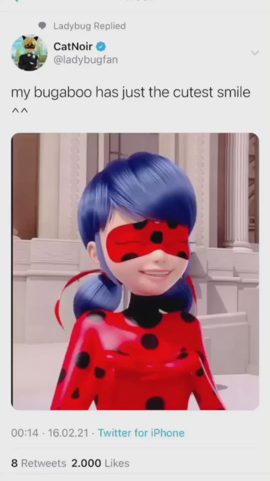 This may contain: ladybug has just the cutest smile on her face and is wearing a red bodysuit