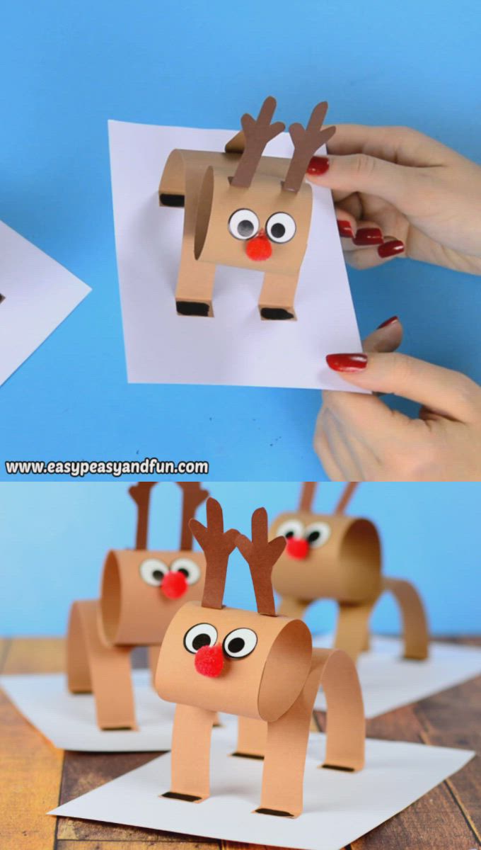 This may contain: some paper reindeers that are on top of each other