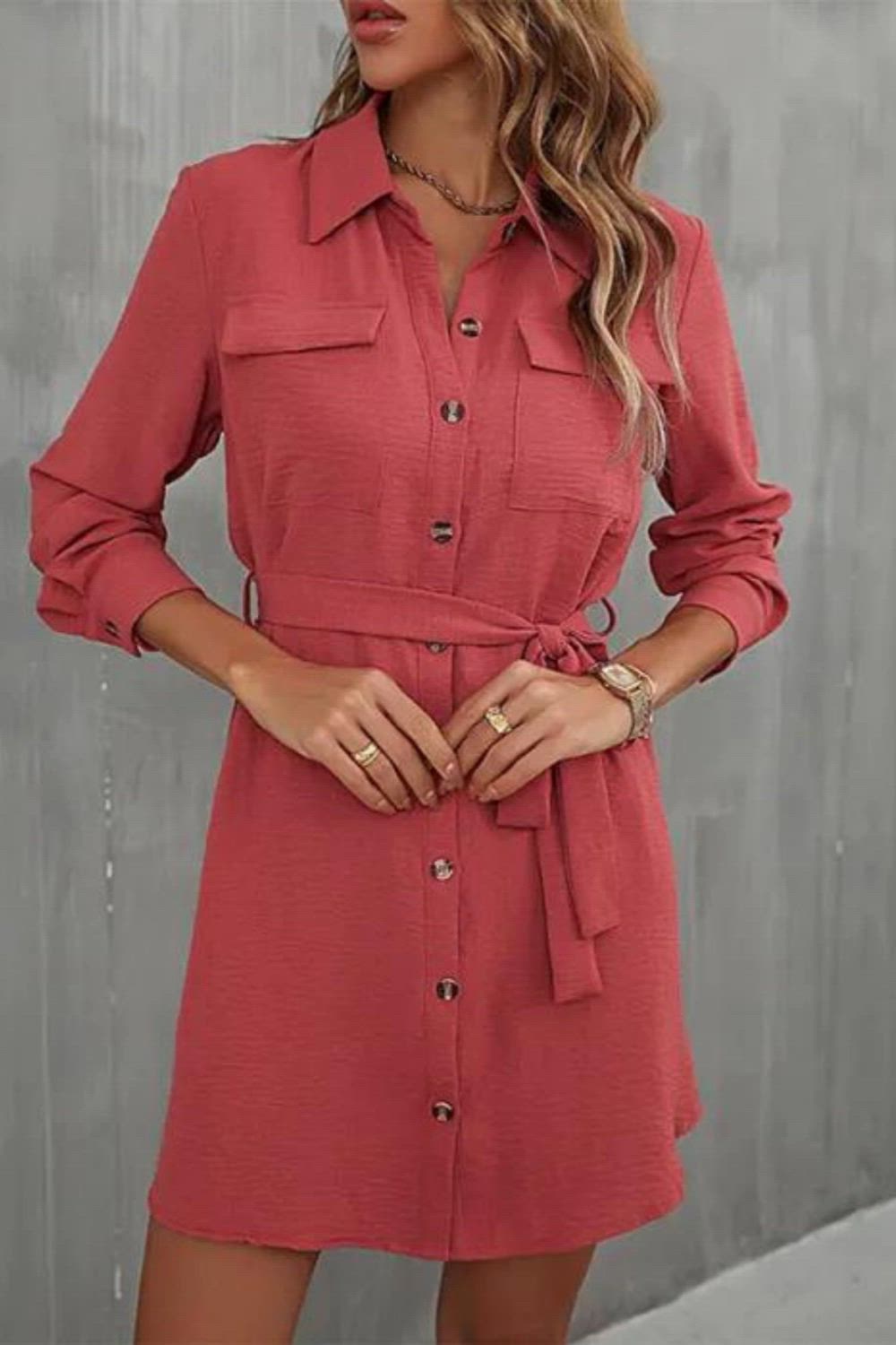 Elevate your fashion game with our Fashionable Solid Color Casual Long Sleeve Lapel Dress. This dress combines a classic solid color with a stylish lapel design, offering a chic and comfortable look for various occasions. It's the perfect addition to your wardrobe, ensuring you stand out with style and confidence.