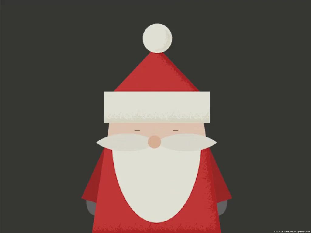 This may contain: a christmas card with a santa clause on the front and bottom corner, in black background