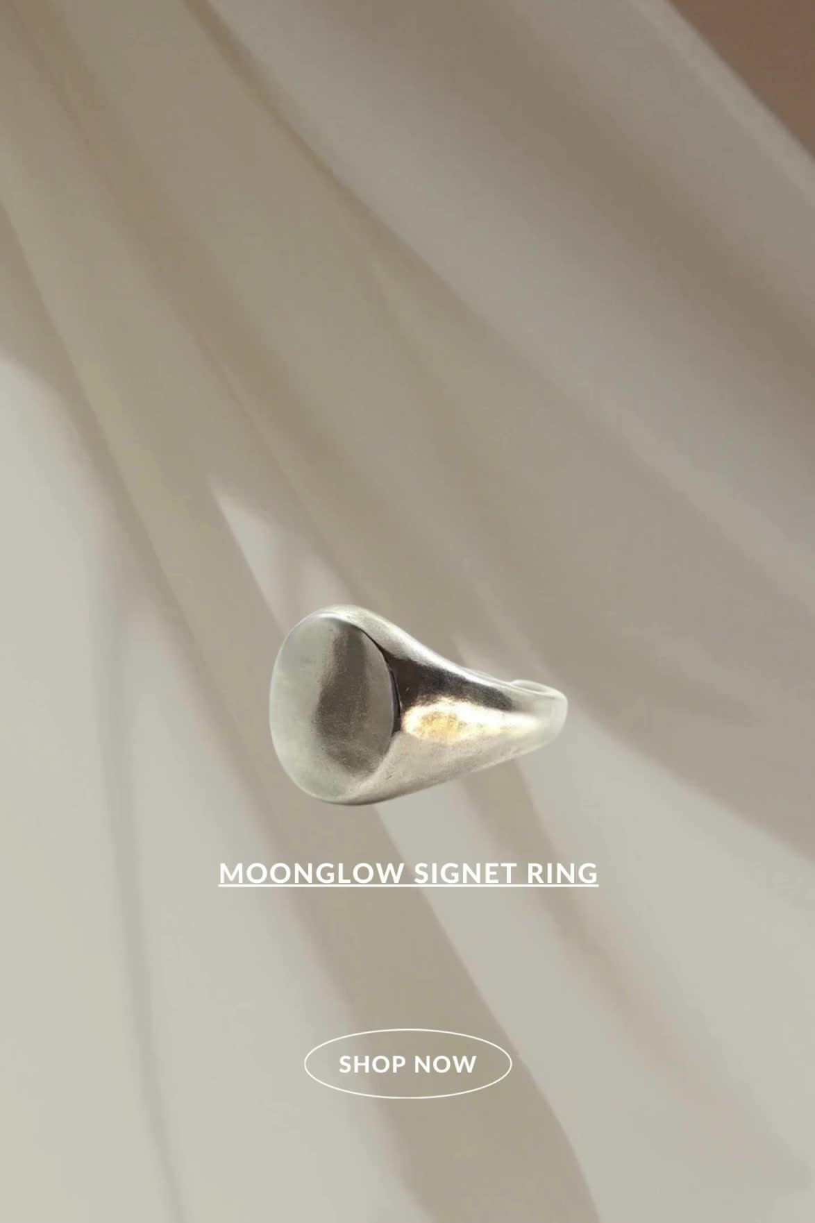 This contains: This pin is a 6 second graphic of a white sheet flowing in the background while the words "Handcrafted, Heirloom Pieces" appear. It's featuring a ring by Xanne Fran Studios, an Artisan Jeweler, called MoonGlow Signet Ring. It's a beautiful hand polished sterling silver ring with a mirror-like flat surface. This ring also comes in gold and would be beautiful for men and women.