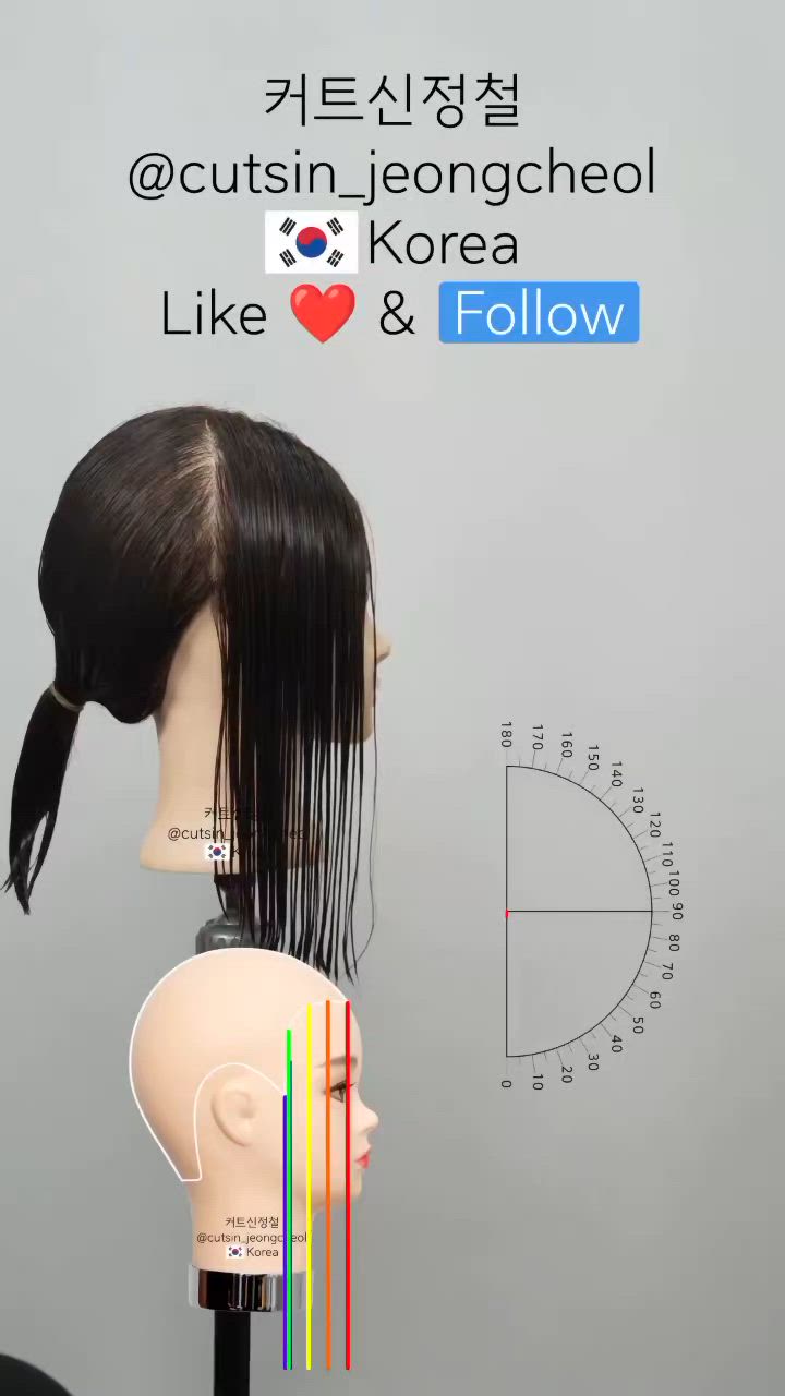 This contains an image of: 0°,45° ,90° hair cut