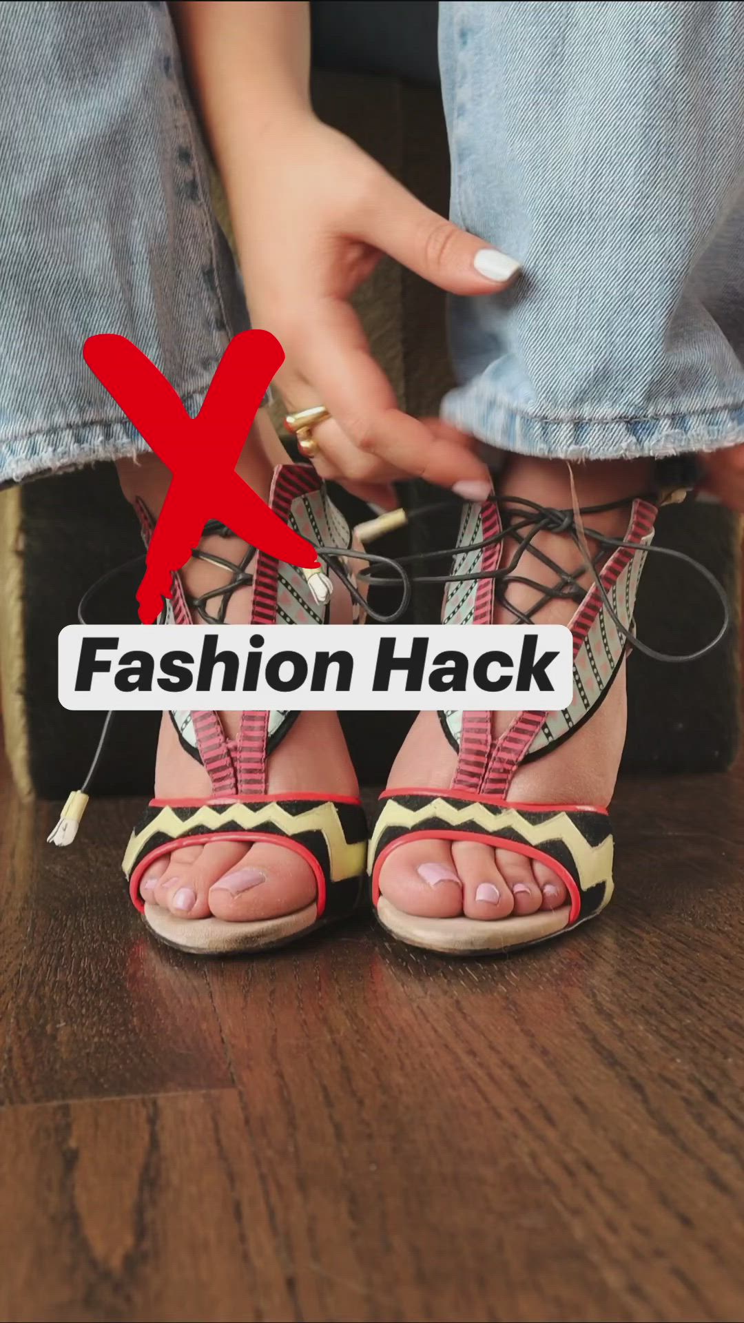 This contains an image of: Fashion hack. Cuff jeans how to