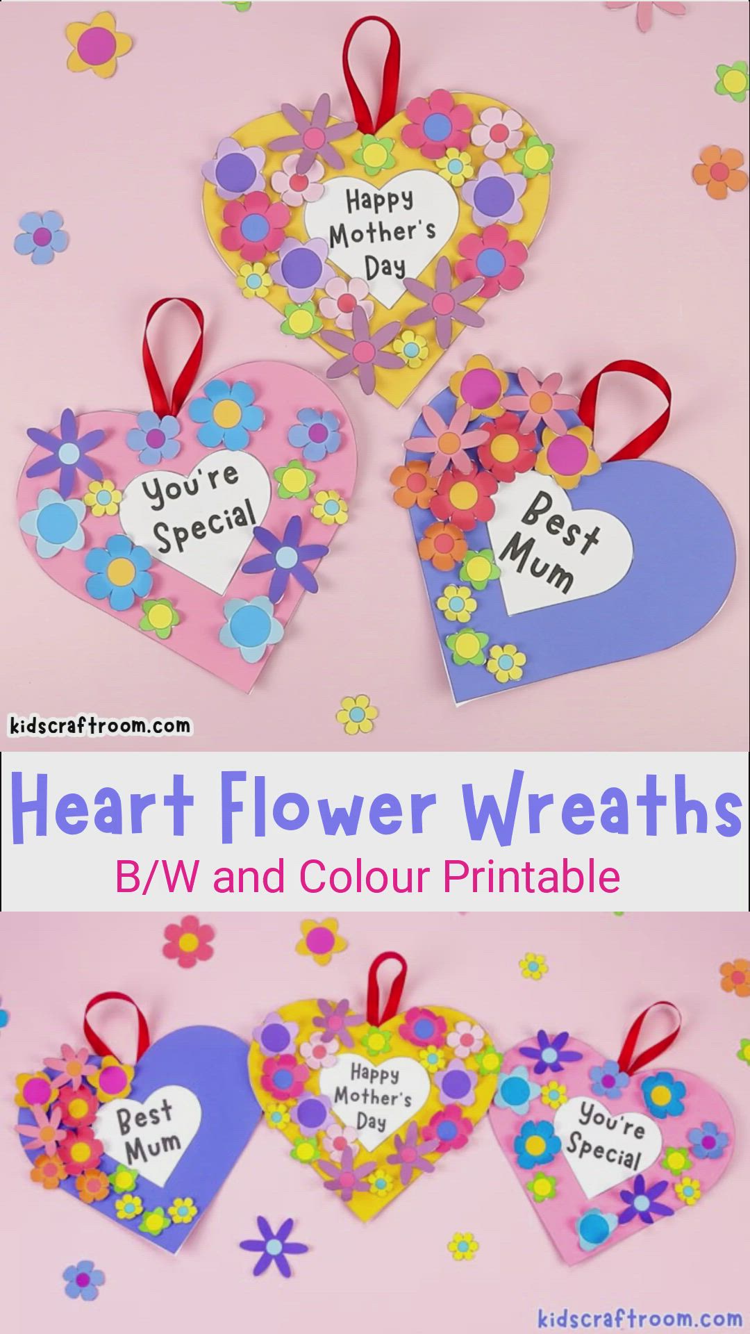 This contains: How to make a paper flower heart wreath.