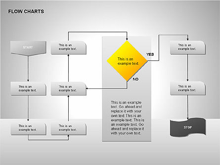 Flow chart tools, Deslizar 10, 00246, Fluxogramas — PoweredTemplate.com